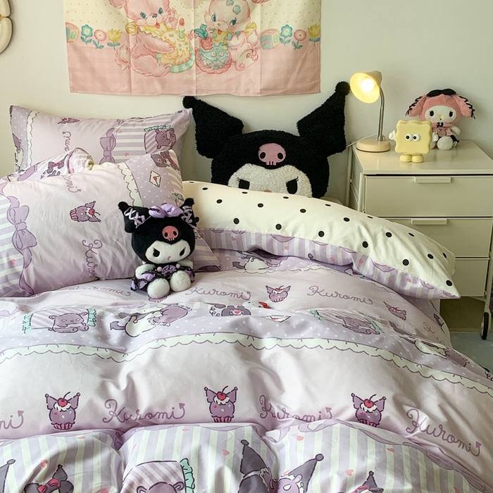 91家纺网 家纺一手货源 找家纺 昔可家纺 2024新款全棉印花四件套 梦幻库洛米