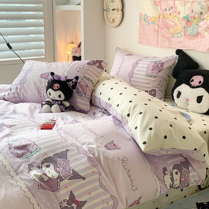 91家纺网 家纺一手货源 找家纺 昔可家纺 2024新款全棉印花四件套 梦幻库洛米