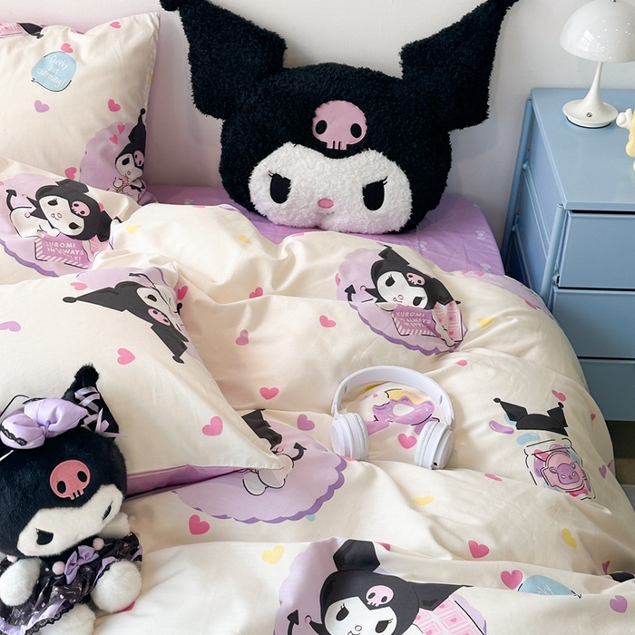 91家纺网 家纺一手货源 找家纺 昔可家纺 2024新款全棉印花四件套 棒棒糖库洛米