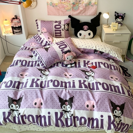 昔可家纺 2024新款全棉印花四件套 字母库洛米