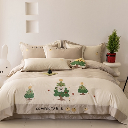 91家纺网 家纺一手货源 找家纺 （总）懒猫 2024新款【贝加尔】100支全棉贴布绣四件套