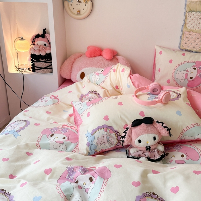 91家纺网 家纺一手货源 找家纺 昔可家纺 2024新款全棉印花四件套 粉心蒂蒂