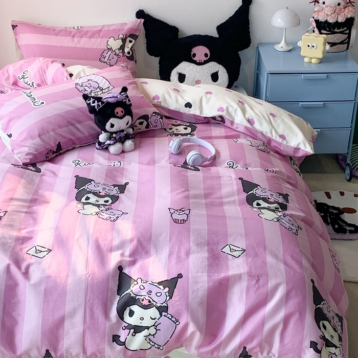 91家纺网 家纺一手货源 找家纺 昔可家纺 2024新款全棉印花四件套 眼罩库洛米