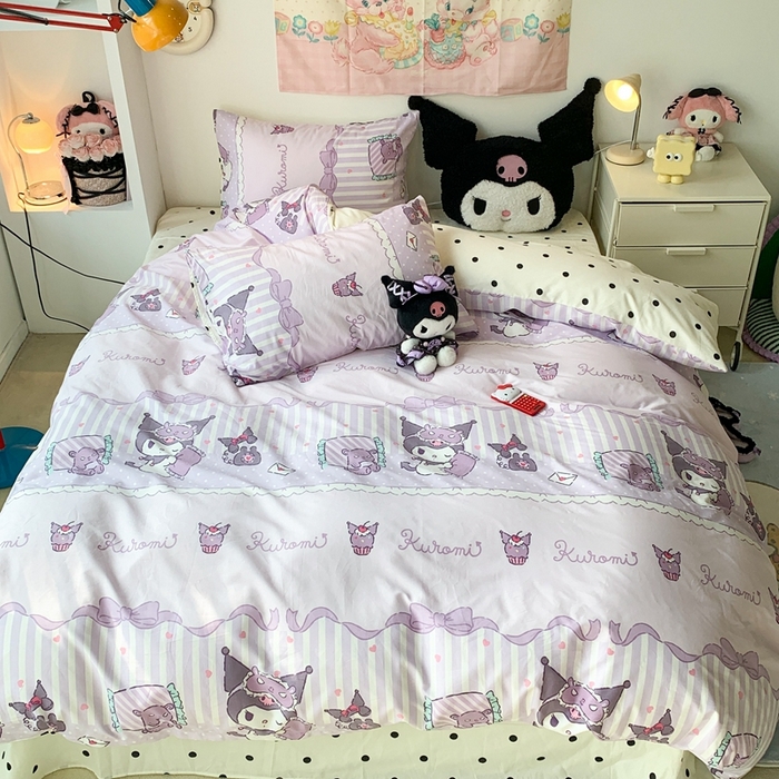 91家纺网 家纺一手货源 找家纺 昔可家纺 2024新款全棉印花四件套 梦幻库洛米