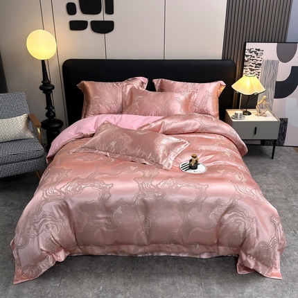 91家纺网 家纺一手货源 找家纺 （总）三沁 2024网红直播爆款全棉高精密色织贡缎提花镂空系列四件套