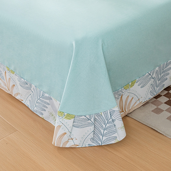 91家纺网 家纺一手货源 找家纺 喜四方 2024新款全棉磨毛纯棉印花四件套 清风恋影-蓝