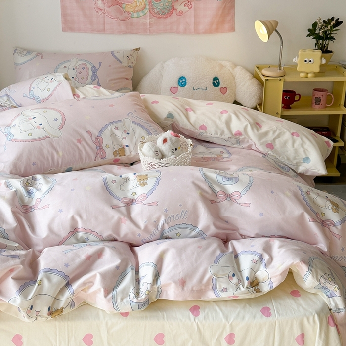 91家纺网 家纺一手货源 找家纺 昔可家纺 2024新款全棉印花四件套 蝴蝶结玉桂