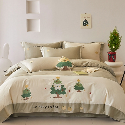 91家纺网 家纺一手货源 找家纺 （总）懒猫 2024新款【贝加尔】100支全棉贴布绣四件套