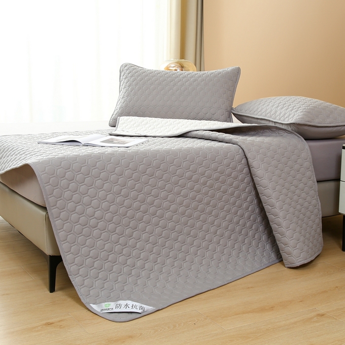 91家纺网 家纺一手货源 找家纺 老帅的工厂店  2025新款夹棉纯色防水床垫 浅灰