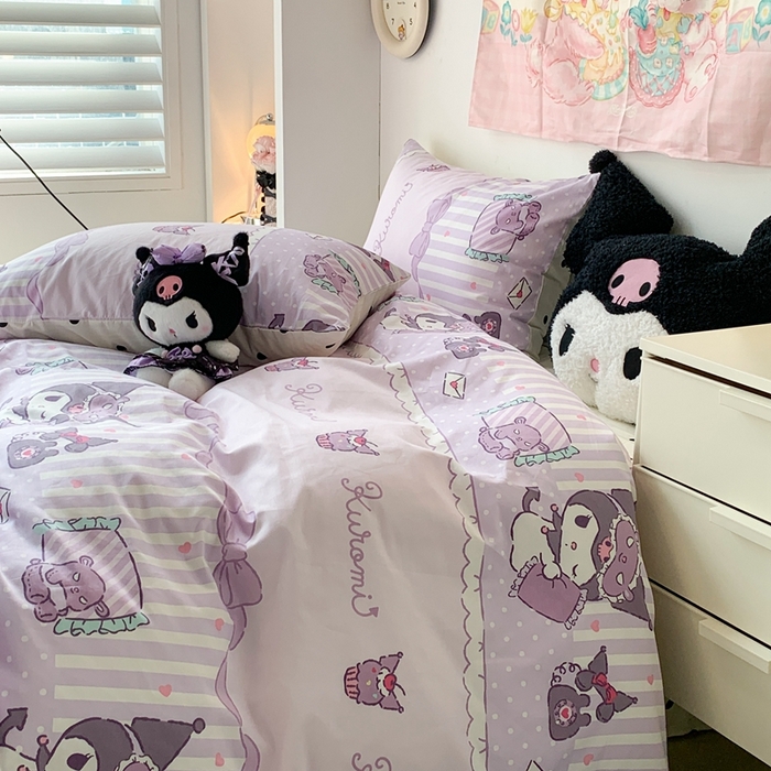 91家纺网 家纺一手货源 找家纺 昔可家纺 2024新款全棉印花四件套 梦幻库洛米