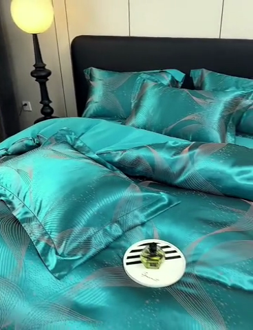 91家纺网 家纺一手货源 找家纺 三沁2024网红直播爆款全棉高精密色织贡缎提花镂空系列四件套 星辰大海