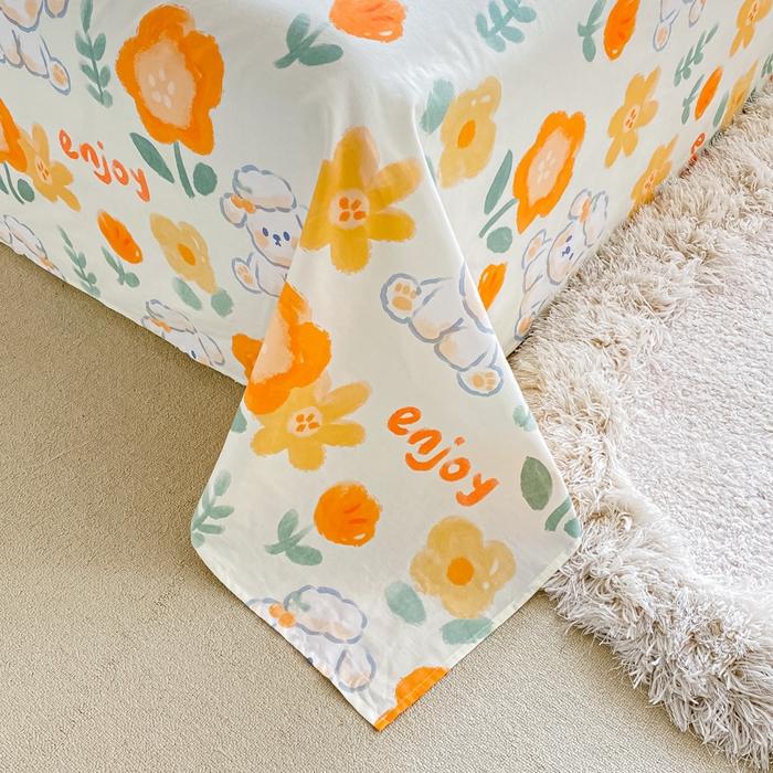 91家纺网 家纺一手货源 找家纺 莱宁被业 2024新款喷气全棉正反纯棉印花夏凉被全棉夏被四件套 嘟嘟花园