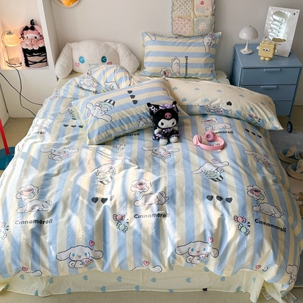 91家纺网 家纺一手货源 找家纺 昔可家纺 2024新款全棉印花四件套 甜品玉桂酱