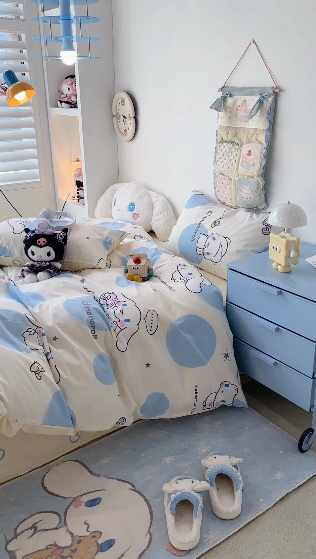 91家纺网 家纺一手货源 找家纺 昔可家纺 2024新款全棉印花四件套 蓝波点大耳狗