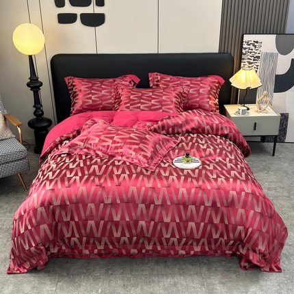 91家纺网 家纺一手货源 找家纺 （总）三沁 2024网红直播爆款全棉高精密色织贡缎提花镂空系列四件套