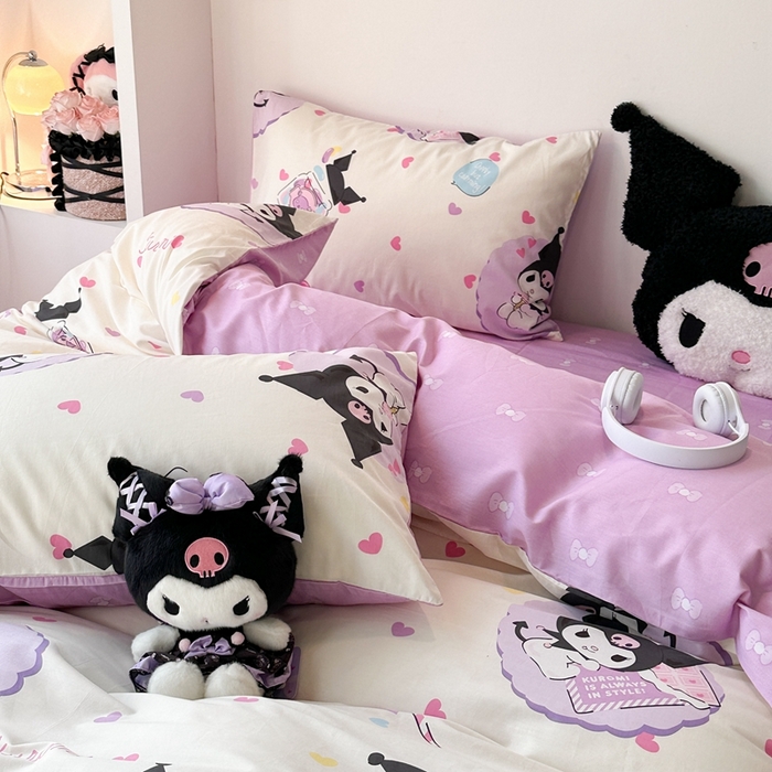 91家纺网 家纺一手货源 找家纺 昔可家纺 2024新款全棉印花四件套 棒棒糖库洛米