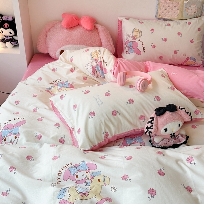 91家纺网 家纺一手货源 找家纺 昔可家纺 2024新款全棉印花四件套 小玫瑰美乐蒂