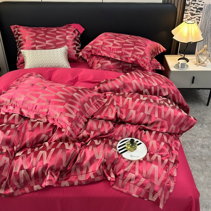 91家纺网 家纺一手货源 找家纺 三沁2024网红直播爆款全棉高精密色织贡缎提花镂空系列四件套 杜迪安