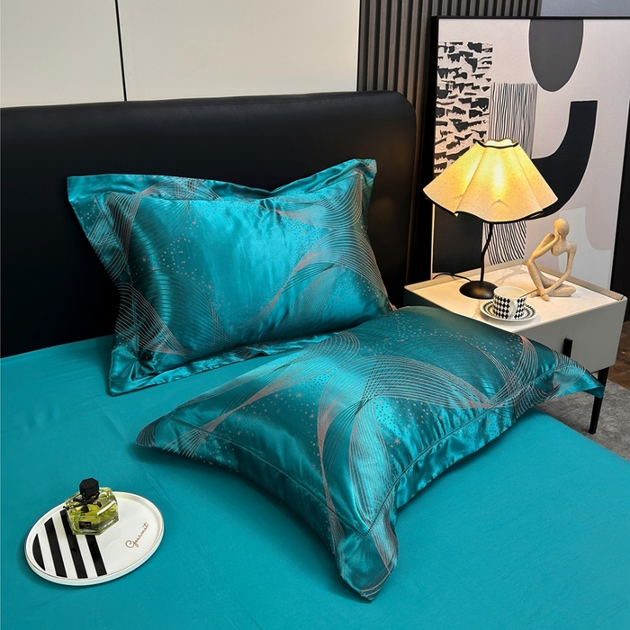 91家纺网 家纺一手货源 找家纺 三沁2024网红直播爆款全棉高精密色织贡缎提花镂空系列四件套 星辰大海