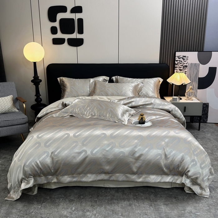 91家纺网 家纺一手货源 找家纺 三沁2024网红直播爆款全棉高精密色织贡缎提花镂空系列四件套 莫比乌斯