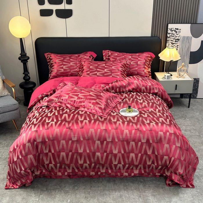 91家纺网 家纺一手货源 找家纺 三沁2024网红直播爆款全棉高精密色织贡缎提花镂空系列四件套 杜迪安