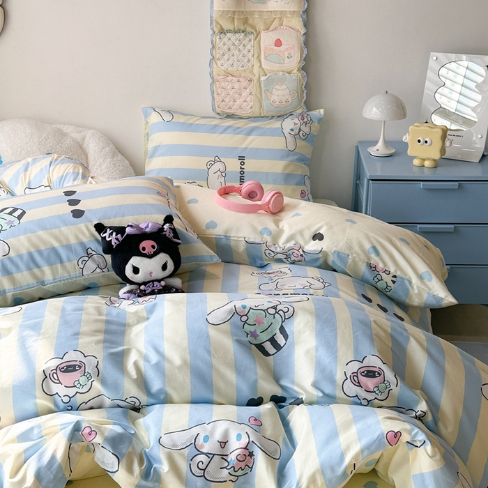 91家纺网 家纺一手货源 找家纺 昔可家纺 2024新款全棉印花四件套 甜品玉桂酱