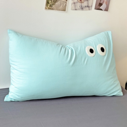 91家纺网 家纺一手货源 找家纺 （总）梦家居 2024新款全棉水洗棉单枕套-大眼睛系列