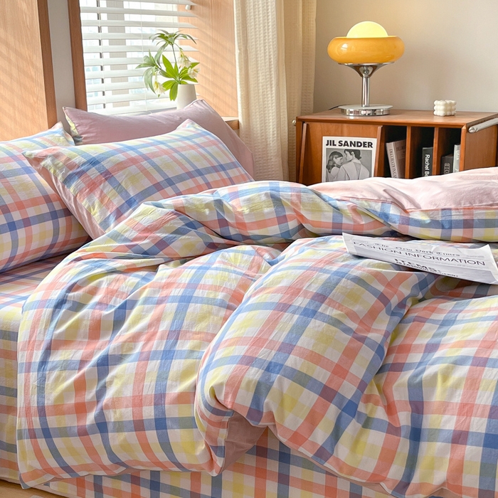 91家纺网 家纺一手货源 找家纺 启程家纺 2026新款全棉A类水洗棉多规格四件套单品-四件套 大冰激凌粉