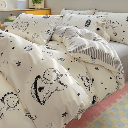 91家纺网 家纺一手货源 找家纺 （总）百寐2024新款卡通碎花文艺复古小清新全棉13372床笠床单被套三四件套