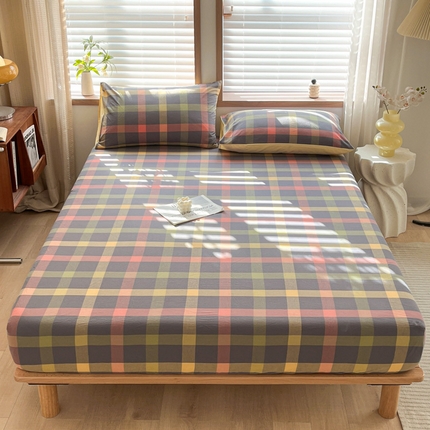 启程家纺 2026新款全棉A类水洗棉多规格四件套单品-单床笠 牛油果灰大格