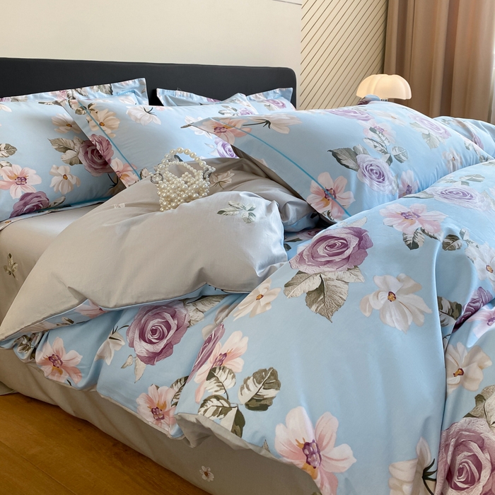 91家纺网 家纺一手货源 找家纺 格里芬家纺 2025新款全棉四件套13376纯棉印花四件套 春涧-兰