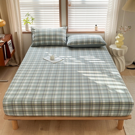 启程家纺 2026新款全棉A类水洗棉多规格四件套单品-单床笠 莫妮绿