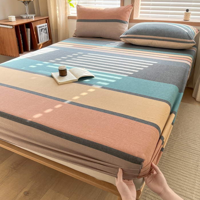 91家纺网 家纺一手货源 找家纺 启程家纺 2026新款全棉A类水洗棉多规格四件套单品-单床笠 斯诺克