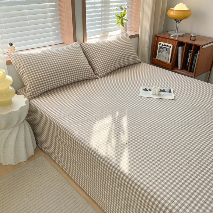 91家纺网 家纺一手货源 找家纺 启程家纺 2026新款全棉A类水洗棉多规格四件套单品-单床单 米小格