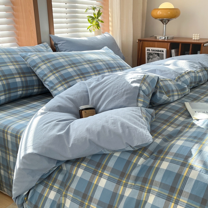 91家纺网 家纺一手货源 找家纺 启程家纺 2026新款全棉A类水洗棉多规格四件套单品-四件套 莫妮蓝