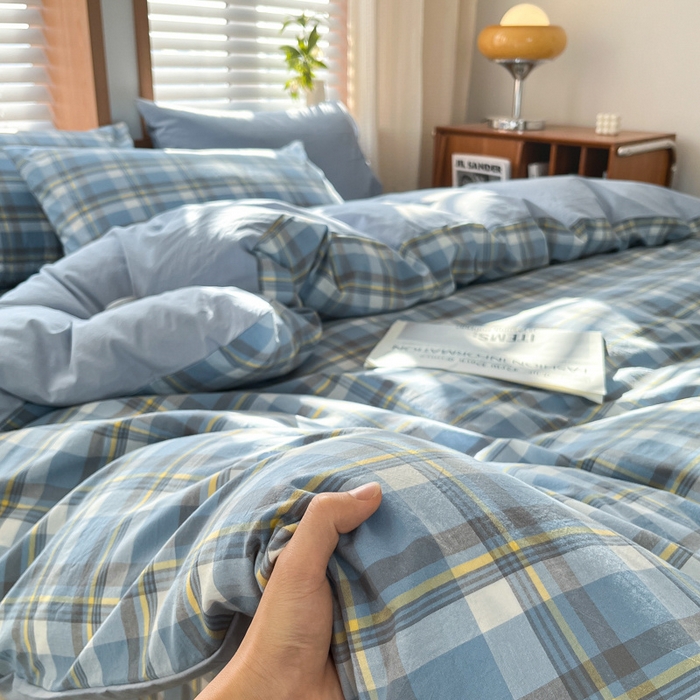 91家纺网 家纺一手货源 找家纺 启程家纺 2026新款全棉A类水洗棉多规格四件套单品-四件套 莫妮蓝