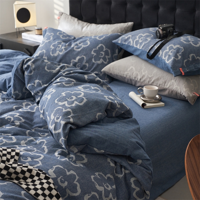 91家纺网 家纺一手货源 找家纺 安莱生活 2024新款双层纱大提花悠然纽扣宽边工艺款 悠然-深蓝