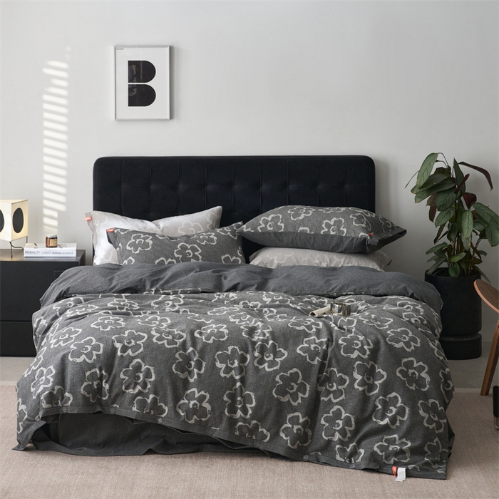 91家纺网 家纺一手货源 找家纺 安莱生活 2024新款双层纱大提花悠然纽扣宽边工艺款 悠然-深灰