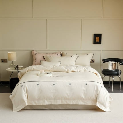 91家纺网 家纺一手货源 找家纺 （总）初拾 2024新款60支澳棉提花水洗小资系列四件套—玫瑰花语