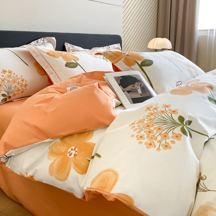 91家纺网 家纺一手货源 找家纺 格里芬家纺 2025新款全棉四件套13376纯棉印花四件套 桔然之间