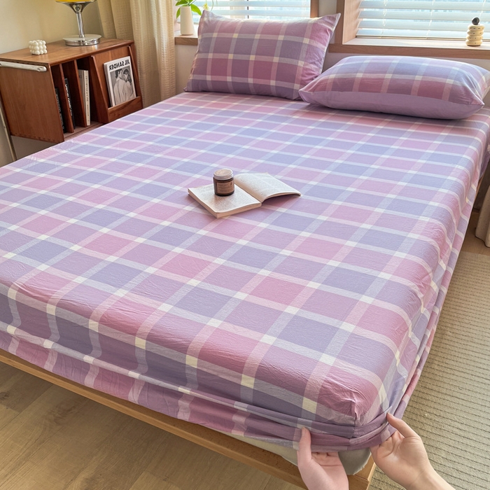 91家纺网 家纺一手货源 找家纺 启程家纺 2026新款全棉A类水洗棉多规格四件套单品-单床笠 爱格紫