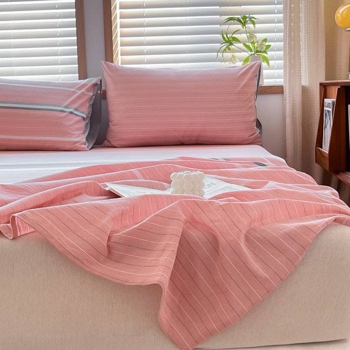 91家纺网 家纺一手货源 找家纺 启程家纺 2026新款全棉A类水洗棉多规格四件套单品-单床单 格林粉