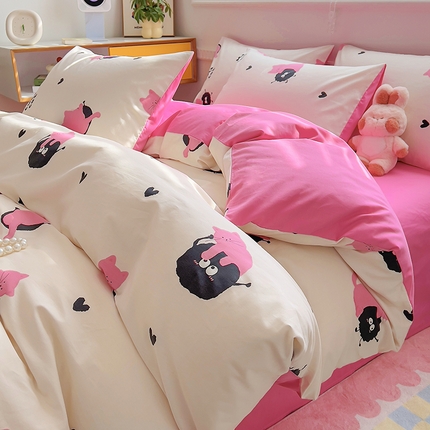 91家纺网 家纺一手货源 找家纺 （总）百寐2024新款卡通碎花文艺复古小清新全棉13372床笠床单被套三四件套