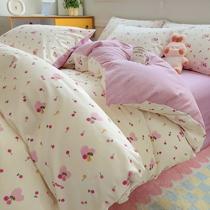 91家纺网 家纺一手货源 找家纺 （总）百寐2024新款卡通碎花文艺复古小清新全棉13372床笠床单被套三四件套