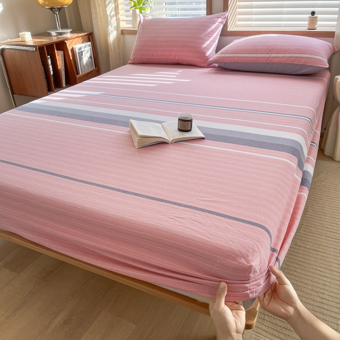 91家纺网 家纺一手货源 找家纺 启程家纺 2026新款全棉A类水洗棉多规格四件套单品-单床笠 格林粉