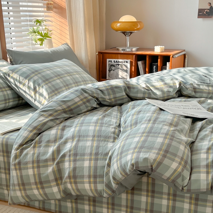 91家纺网 家纺一手货源 找家纺 启程家纺 2026新款全棉A类水洗棉多规格四件套单品-四件套 莫妮绿