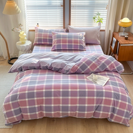 91家纺网 家纺一手货源 找家纺 启程家纺 2026新款全棉A类水洗棉多规格四件套单品-四件套 爱格紫
