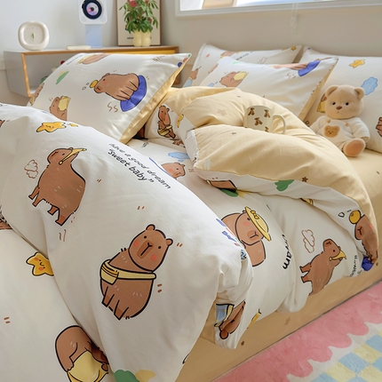 91家纺网 家纺一手货源 找家纺 （总）百寐2024新款卡通碎花文艺复古小清新全棉13372床笠床单被套三四件套