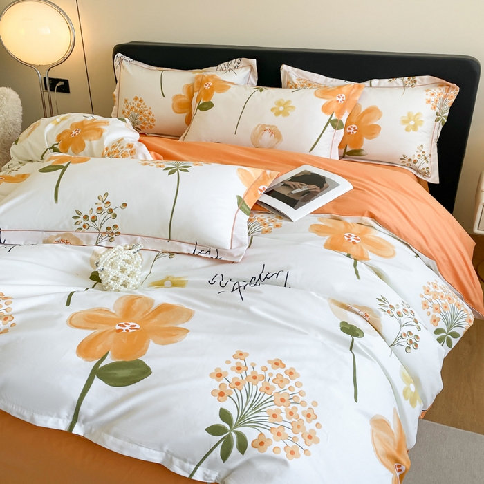 91家纺网 家纺一手货源 找家纺 格里芬家纺 2025新款全棉四件套13376纯棉印花四件套 桔然之间