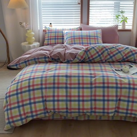 91家纺网 家纺一手货源 找家纺 启程家纺 2026新款全棉A类水洗棉多规格四件套单品-四件套 大冰激凌粉